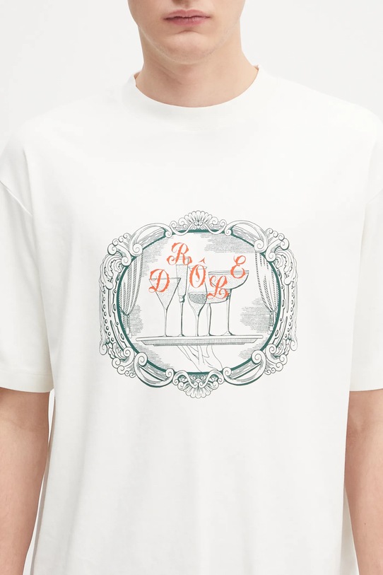 Βαμβακερό μπλουζάκι Drôle de Monsieur Le Tshirt Plateau λευκό H.TS255.CO002