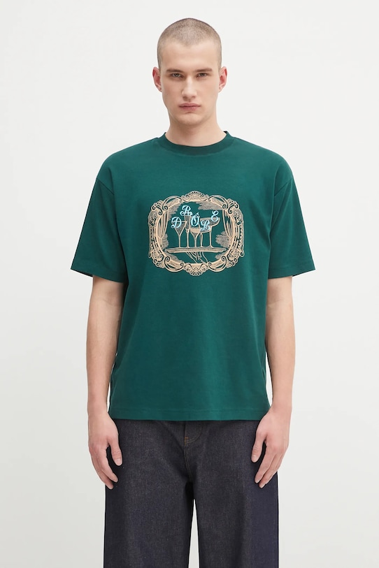 Drôle de Monsieur tricou din bumbac Le Tshirt Plateau print verde H.TS255.CO002