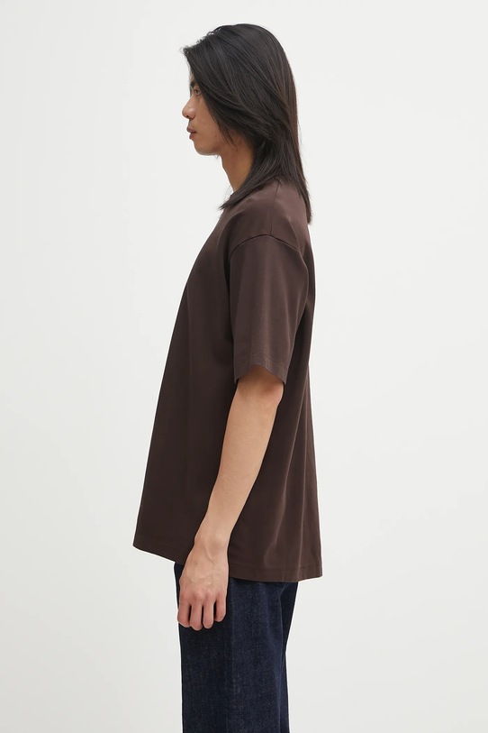 Βαμβακερό μπλουζάκι Drôle de Monsieur Le T-shirt Slogan Classique I.TS202.CO002 καφέ AW25