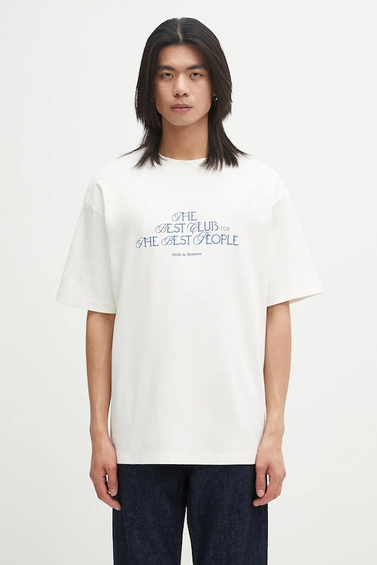 Drôle de Monsieur t-shirt bawełniany Le T-shirt "The Best Club" nadruk beżowy I.TS273.CO002