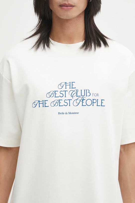 Drôle de Monsieur t-shirt bawełniany Le T-shirt "The Best Club" beżowy I.TS273.CO002