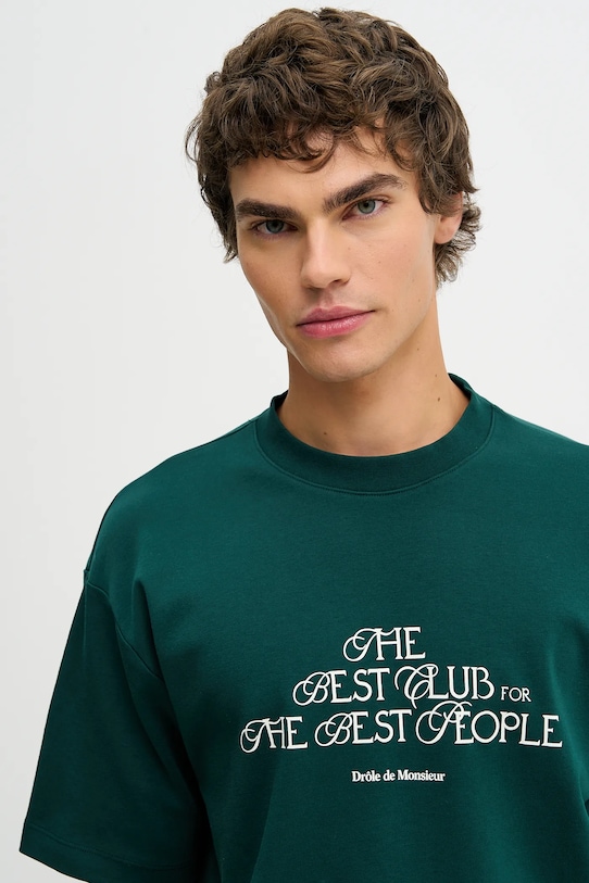 Drôle de Monsieur pamut póló Le T-shirt "The Best Club" zöld I.TS273.CO002