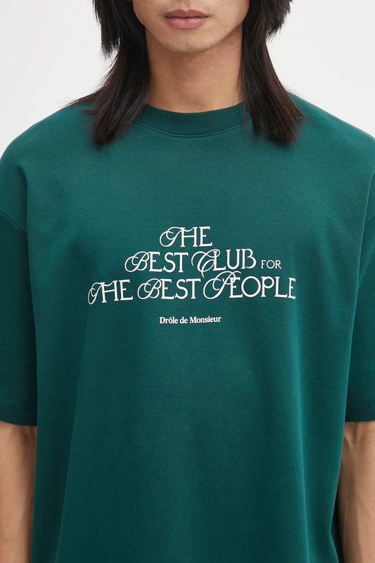Βαμβακερό μπλουζάκι Drôle de Monsieur Le T-shirt "The Best Club" πράσινο I.TS273.CO002