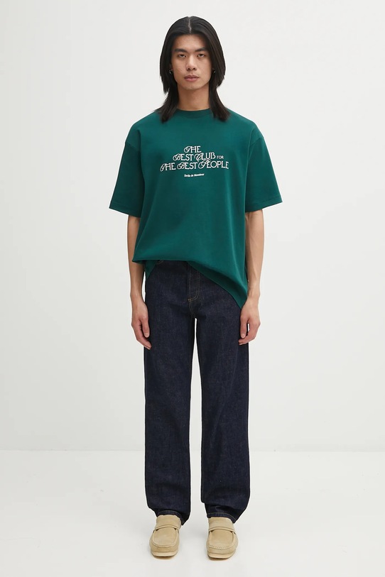 Βαμβακερό μπλουζάκι Drôle de Monsieur Le T-shirt "The Best Club" I.TS273.CO002 πράσινο