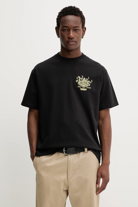 Bombažna kratka majica Vans Potisk črna VN000PC0BLK1