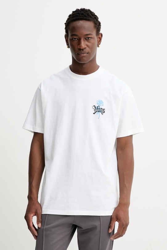 Bavlněné tričko Vans kulatý bílá VN000PCHWHT1