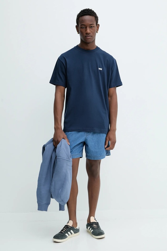 Bavlněné tričko Vans VN000R9XLKZ1 námořnická modř AW25