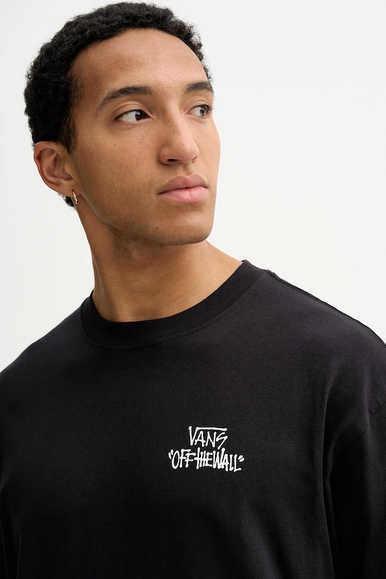 Памучна тениска Vans черен VN000RD4BLK1