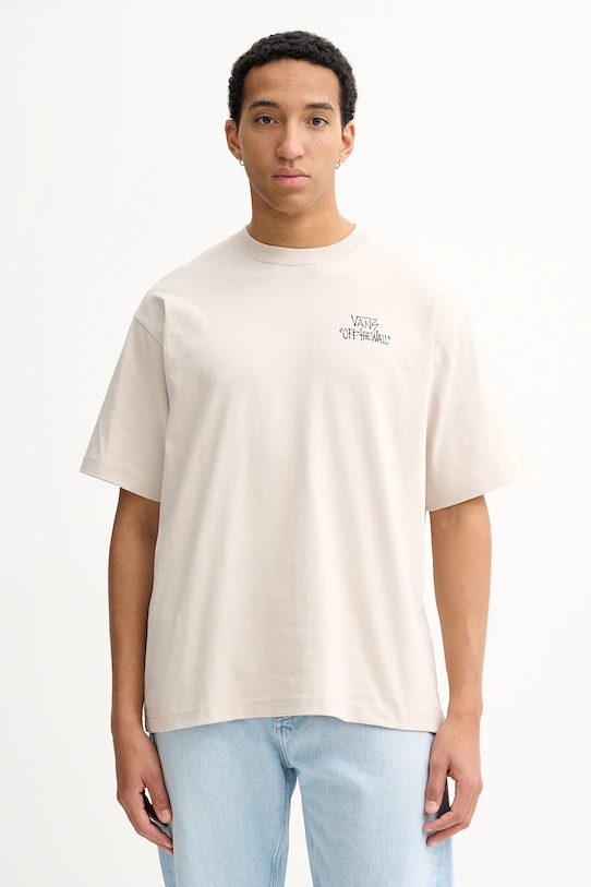 Ρούχα Βαμβακερό μπλουζάκι Vans VN000RD4EN91 μπεζ