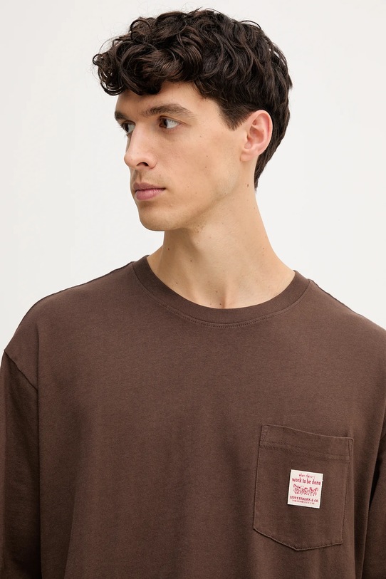 Памучна тениска Levi's кафяв A5850.0025