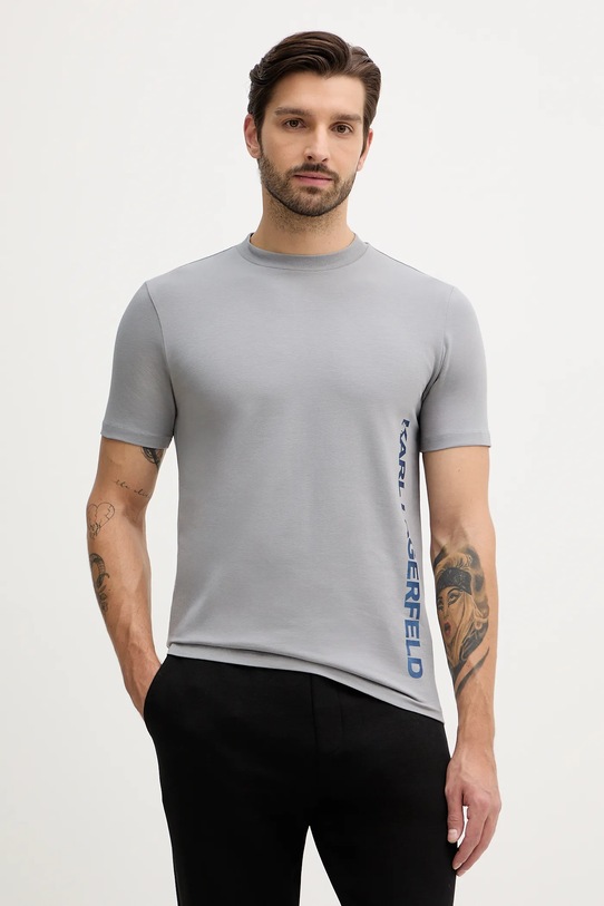 Karl Lagerfeld t-shirt z elastanem szary 554235.755401