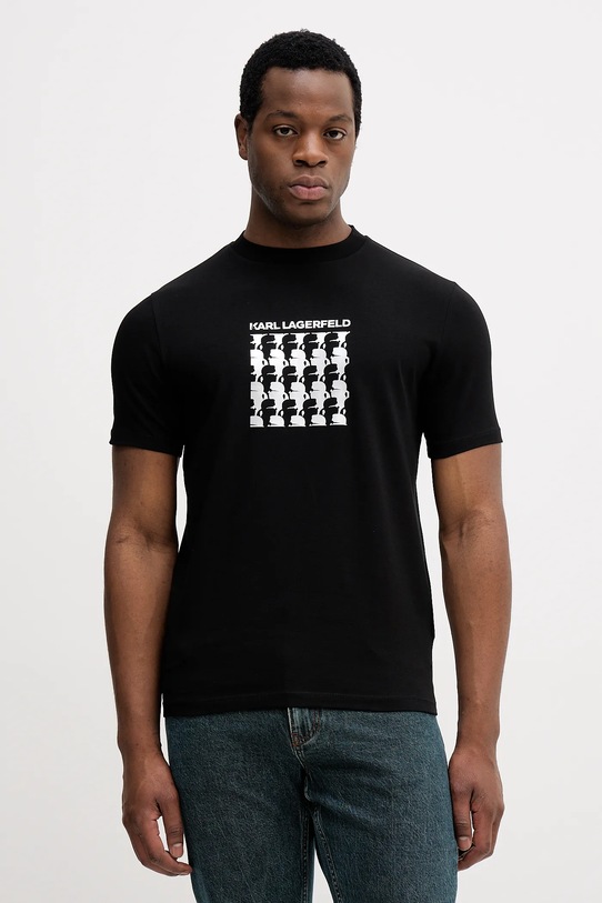 Karl Lagerfeld t-shirt z elastanem czarny 554235.755402