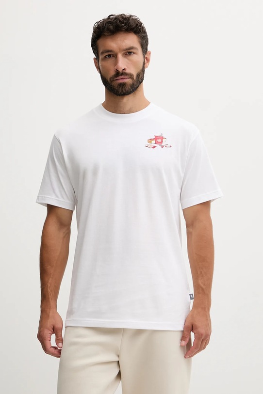 Odzież New Balance t-shirt bawełniany MT53931WT biały