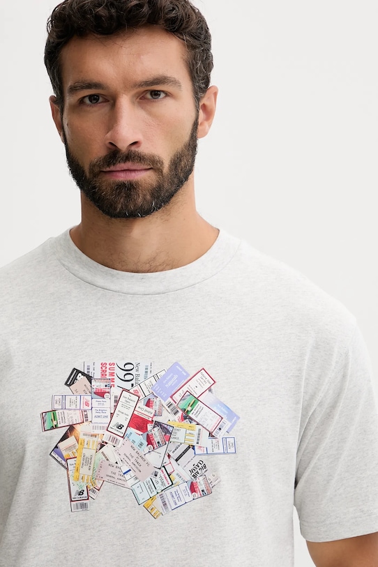 Bavlněné tričko New Balance šedá MT53905AHH