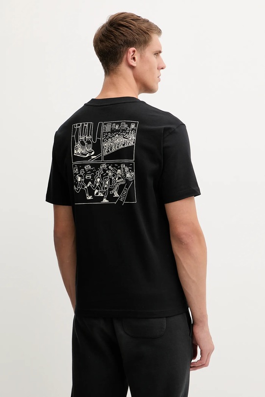 New Balance t-shirt bawełniany nadruk czarny MT53921BK