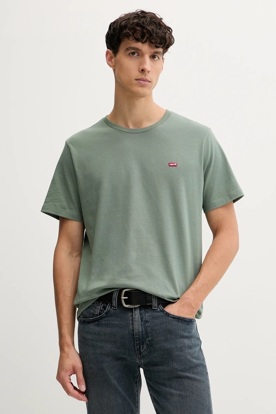 Bavlněné tričko Levi's hladký zelená 56605.0286