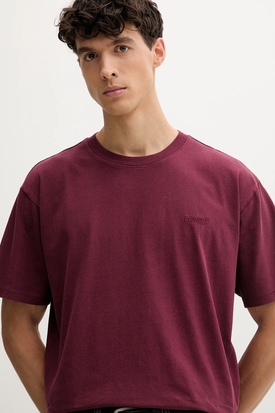 Levi's tricou din bumbac burgundia A0637.0166