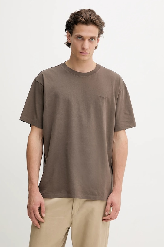 Levi's tricou din bumbac uni maro A0637.0175