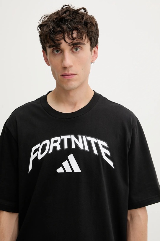 Bavlněné tričko adidas Fortnite černá JV8012