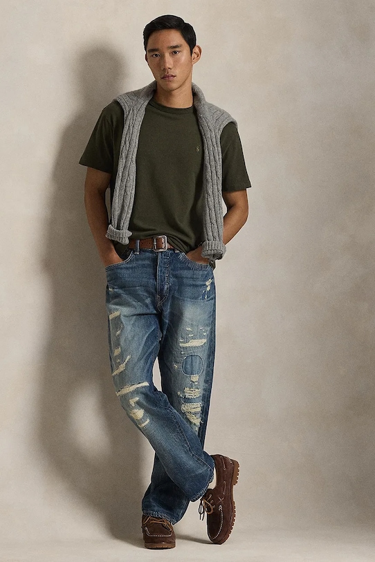 Oblečení Bavlněné tričko Polo Ralph Lauren 710P07548 zelená