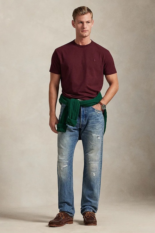 Одежда Хлопковая футболка Polo Ralph Lauren 710P07548 бордо