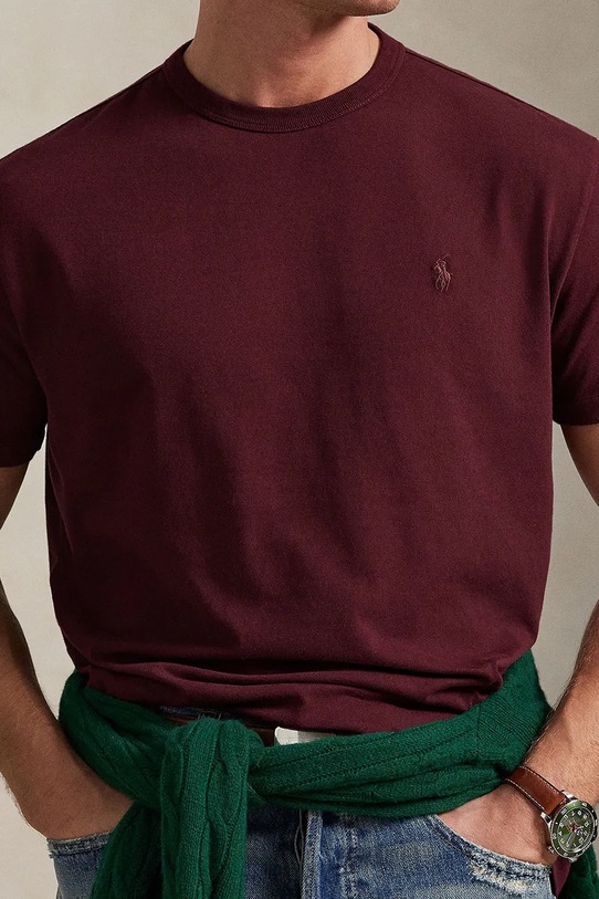 Хлопковая футболка Polo Ralph Lauren бордо 710P07548