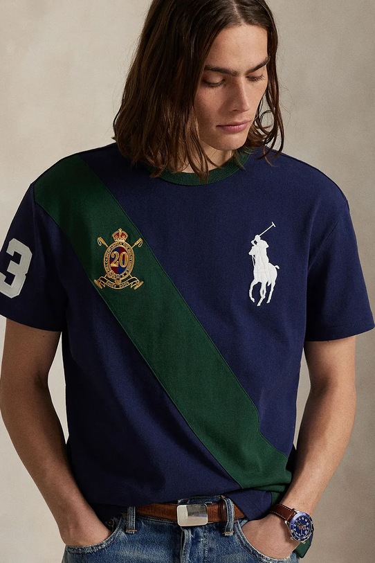 Бавовняна футболка Polo Ralph Lauren темно-синій 710P00092