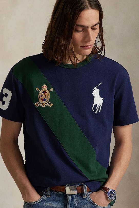 Хлопковая футболка Polo Ralph Lauren тёмно-синий 710P00092