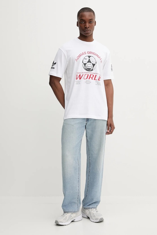 adidas Originals tricou din bumbac 90S Ftbl Tee JX3065 alb AW25