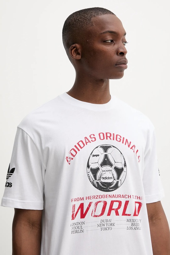 adidas Originals tricou din bumbac 90S Ftbl Tee alb JX3065