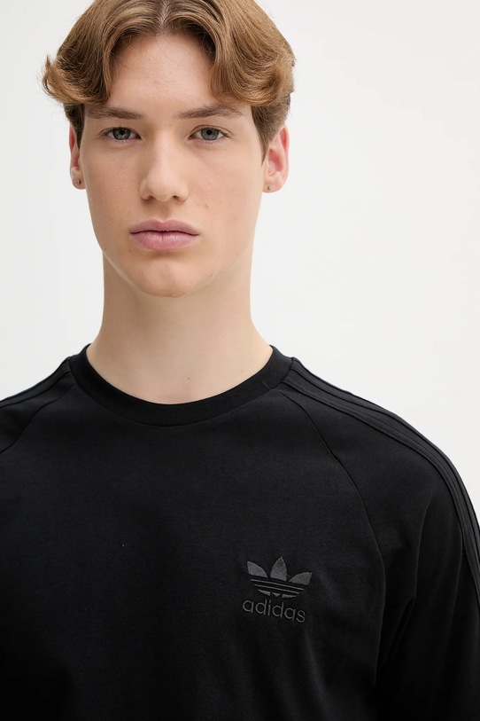 Βαμβακερό μπλουζάκι adidas Originals 3-Stripes μαύρο JY1372