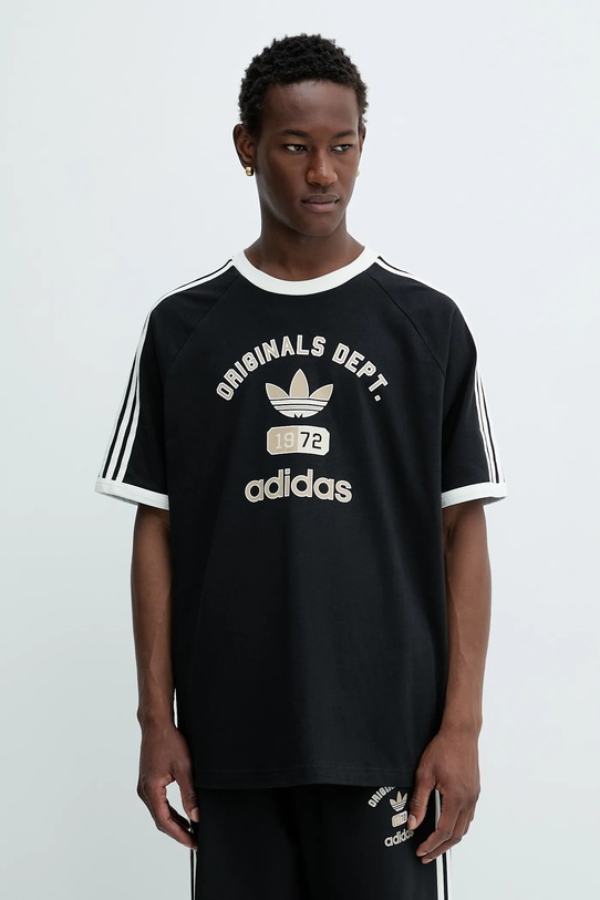 Bavlněné tričko adidas Originals OG Dept Tee kulatý černá KD6265