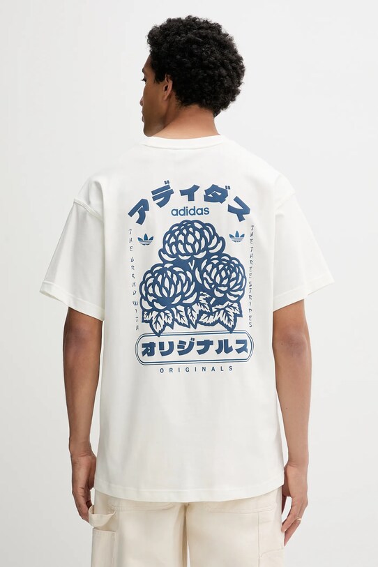 Хлопковая футболка adidas Originals Japan Florals T хлопок бежевый KQ9959