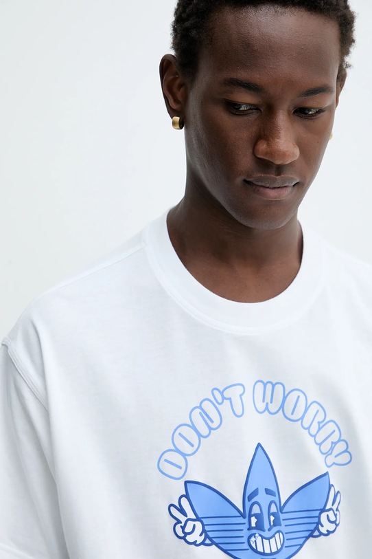 Bavlněné tričko adidas Originals Smile Treffy Graphic bílá KT2971
