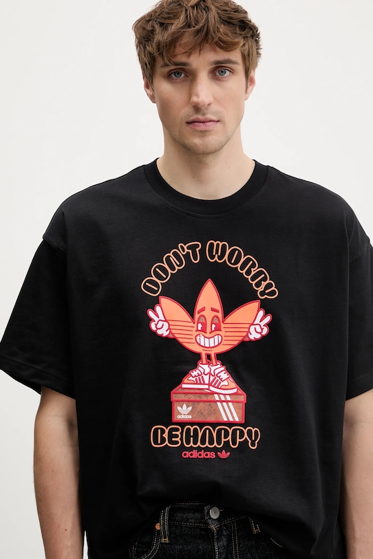 Βαμβακερό μπλουζάκι adidas Originals Smile Treffy Graphic μαύρο KT2972