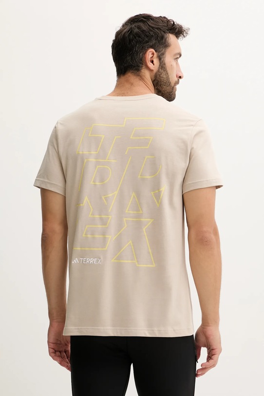 adidas TERREX t-shirt sportowy bawełna beżowy JM6400