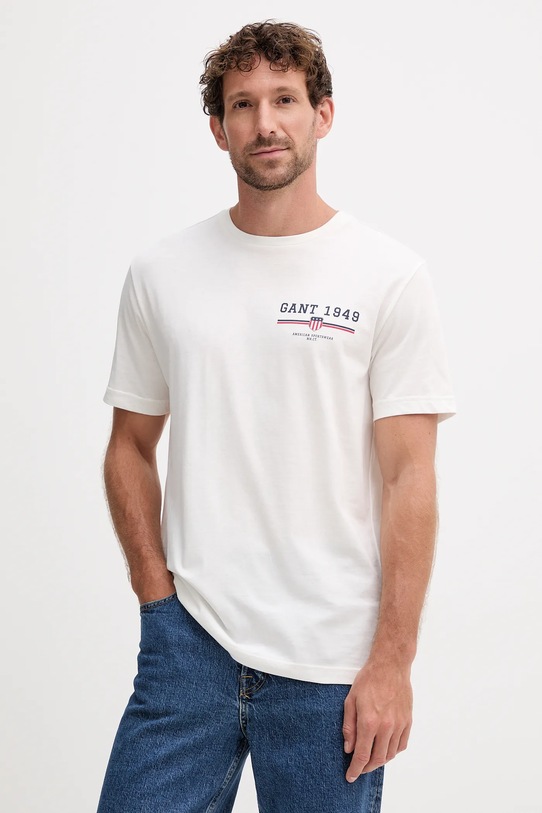 Gant t-shirt bawełniany nadruk biały 2067044