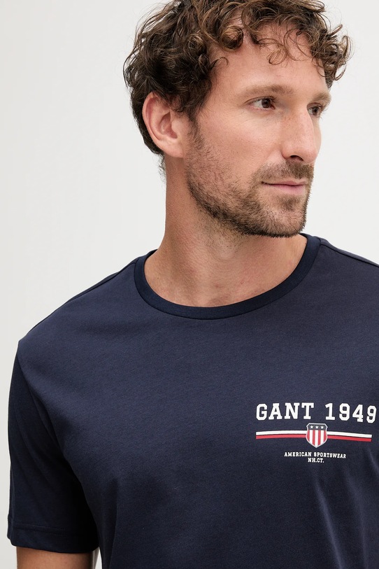 Памучна тениска Gant тъмносин 2067044
