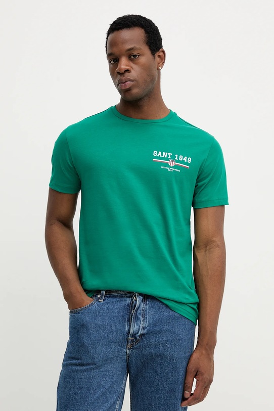 Gant t-shirt bawełniany nadruk zielony 2067044