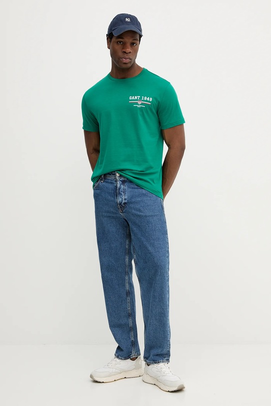 Gant t-shirt bawełniany 2067044 zielony AW25