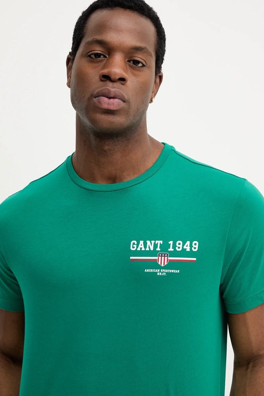 Gant t-shirt bawełniany zielony 2067044
