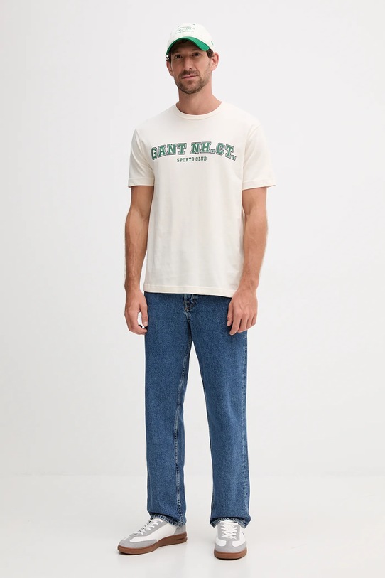 Gant t-shirt bawełniany 2003345 beżowy AW25