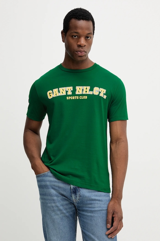 Gant t-shirt bawełniany nadruk zielony 2003345