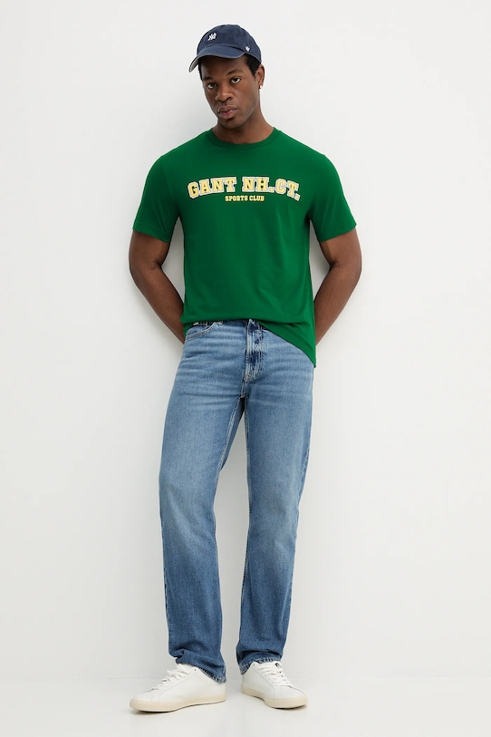 Gant t-shirt bawełniany 2003345 zielony AW25