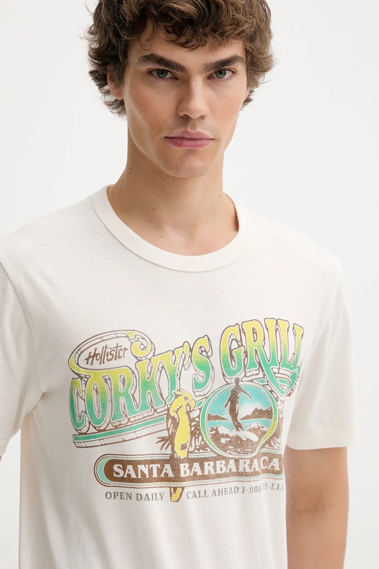 Hollister Co. t-shirt bawełniany beżowy KI323.5305.100