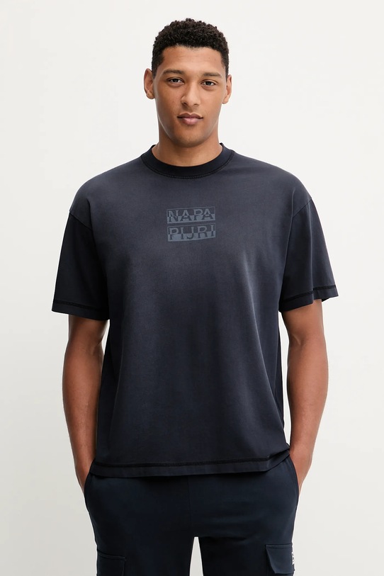 Napapijri t-shirt bawełniany S-Comel nadruk granatowy NP0A88Y91761