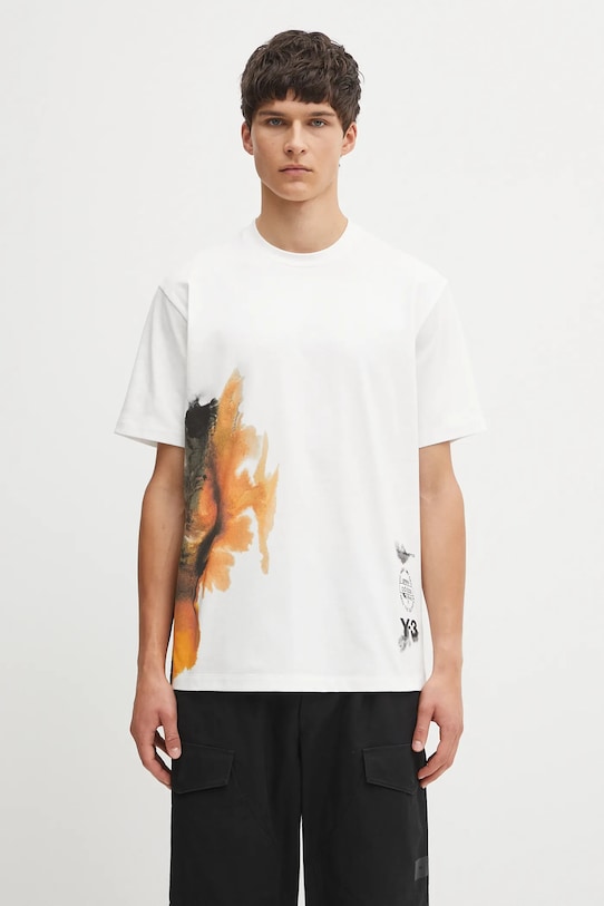 Y-3 t-shirt in cotone Graphic Short Sleeve rilassato bianco JX4744