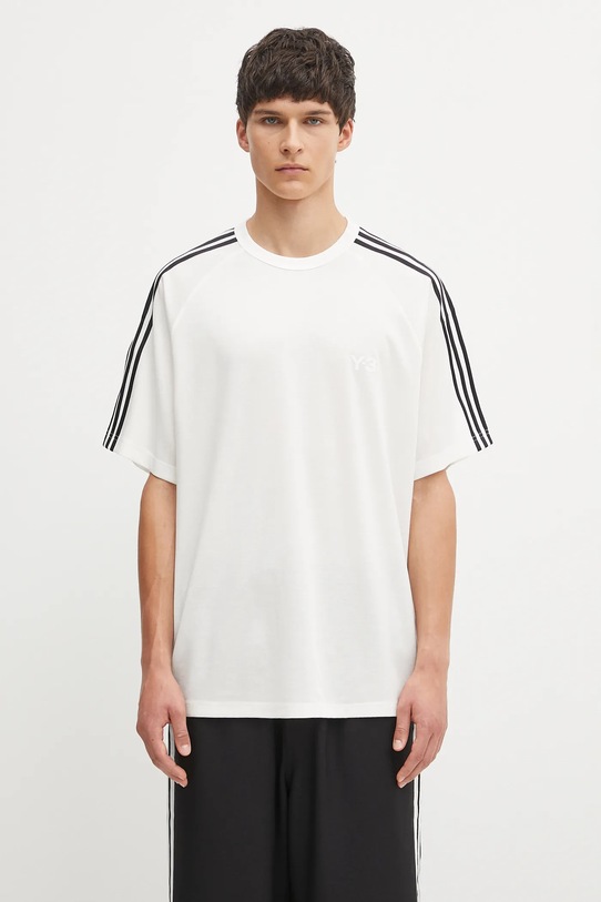 Y-3 t-shirt z wełną Wire okrągły beżowy JY8187