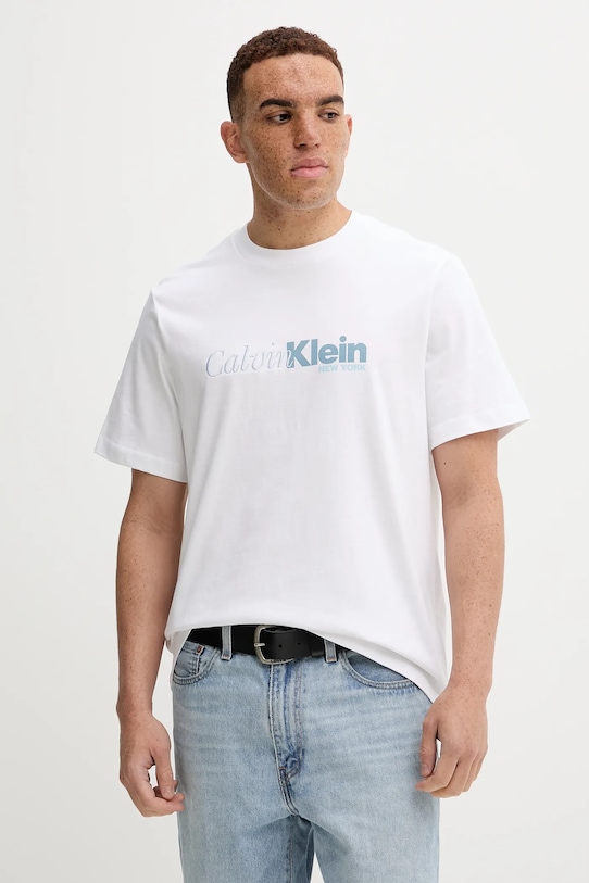 Calvin Klein t-shirt bawełniany nadruk biały LV04RD822G