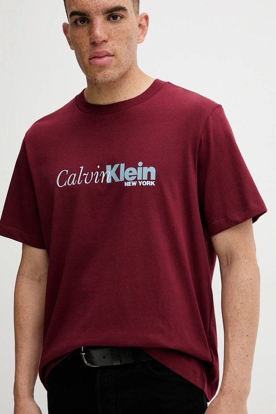 Бавовняна футболка Calvin Klein бордо LV04RD822G